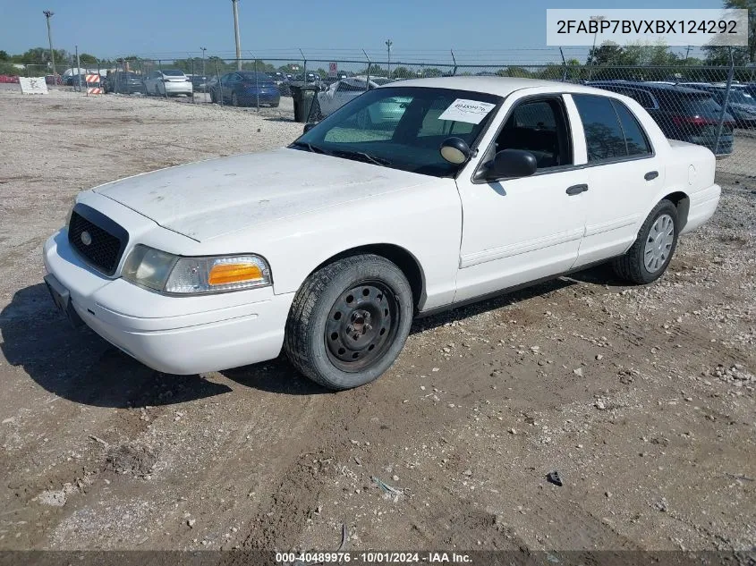 2011 Ford Crown Victoria Police Interceptor VIN: 2FABP7BVXBX124292 Lot: 40489976