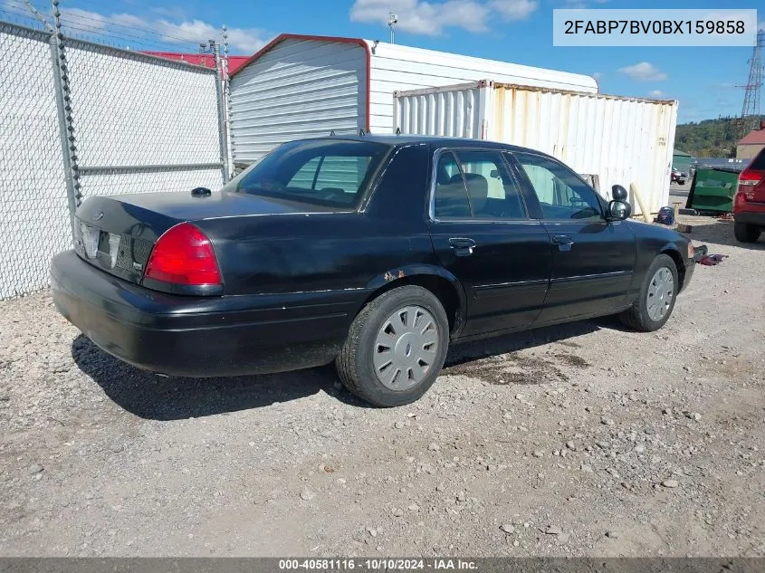 2011 Ford Crown Victoria Police Interceptor VIN: 2FABP7BV0BX159858 Lot: 40581116