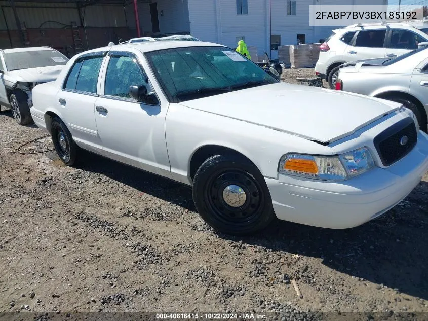 2011 Ford Crown Victoria Police Interceptor VIN: 2FABP7BV3BX185192 Lot: 40616415