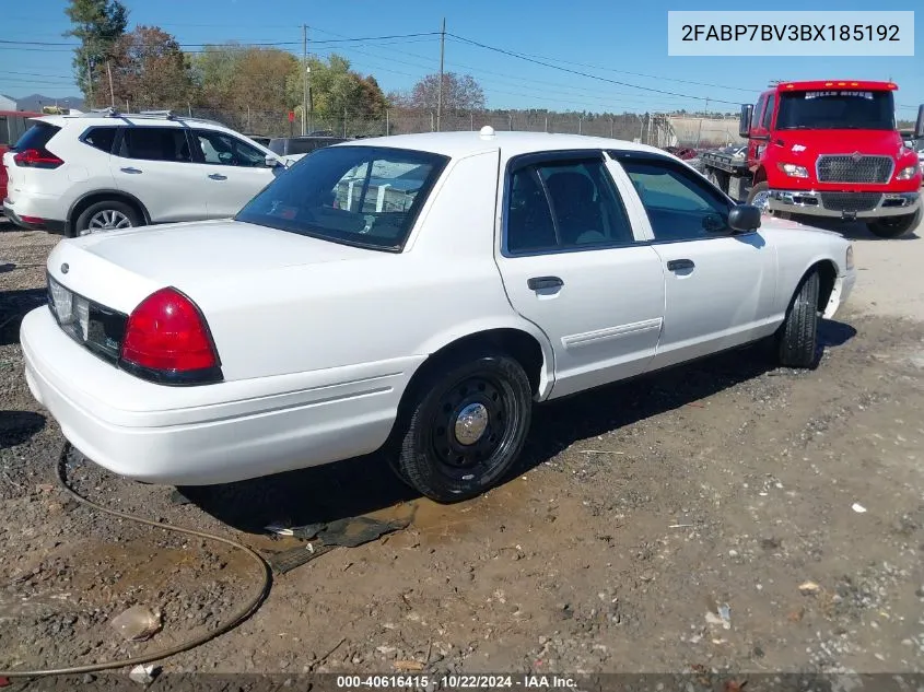 2011 Ford Crown Victoria Police Interceptor VIN: 2FABP7BV3BX185192 Lot: 40616415