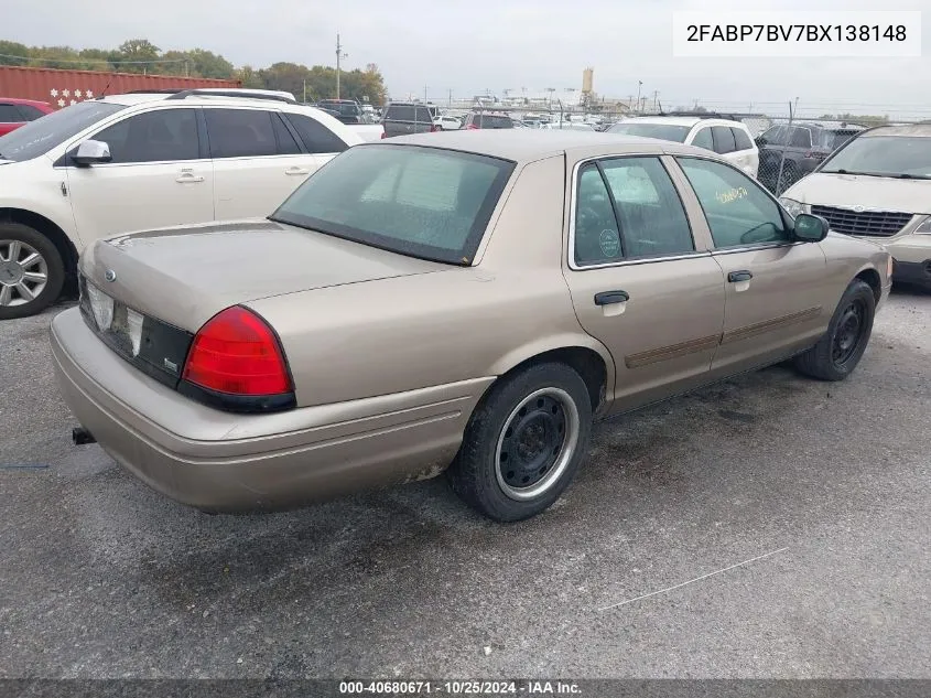 2011 Ford Crown Victoria Police Interceptor VIN: 2FABP7BV7BX138148 Lot: 40680671