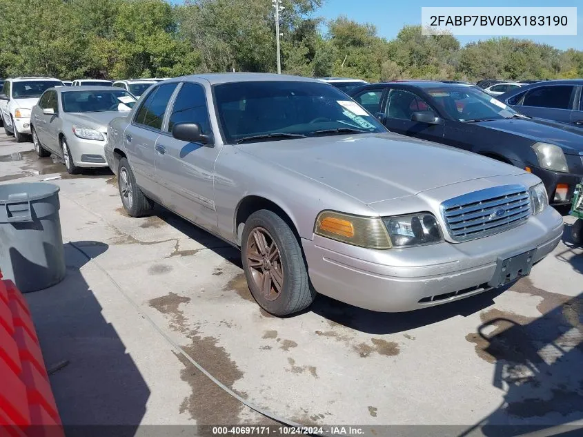 2011 Ford Crown Victoria Police VIN: 2FABP7BV0BX183190 Lot: 40697171