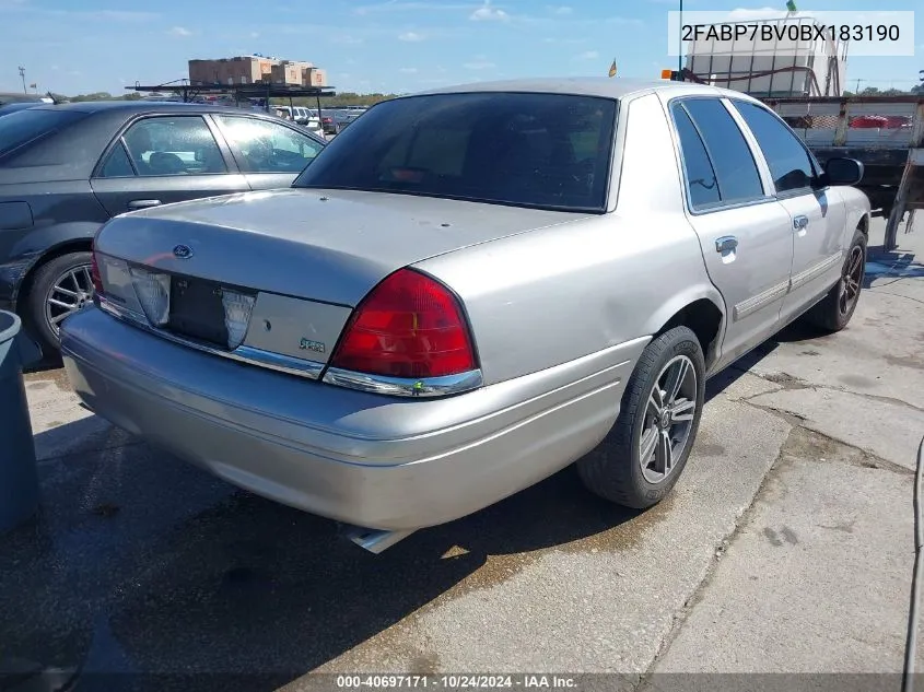 2011 Ford Crown Victoria Police VIN: 2FABP7BV0BX183190 Lot: 40697171