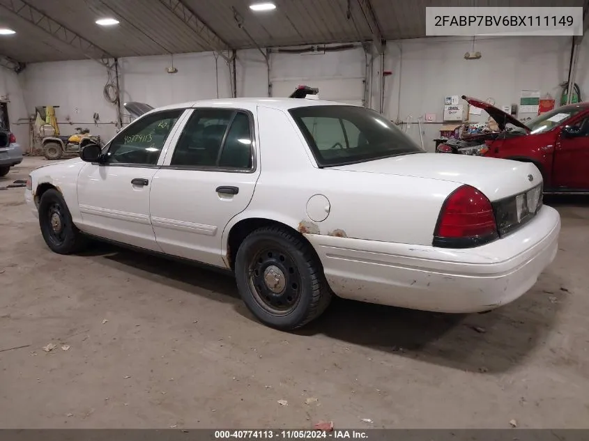 2011 Ford Crown Victoria Police Interceptor VIN: 2FABP7BV6BX111149 Lot: 40774113