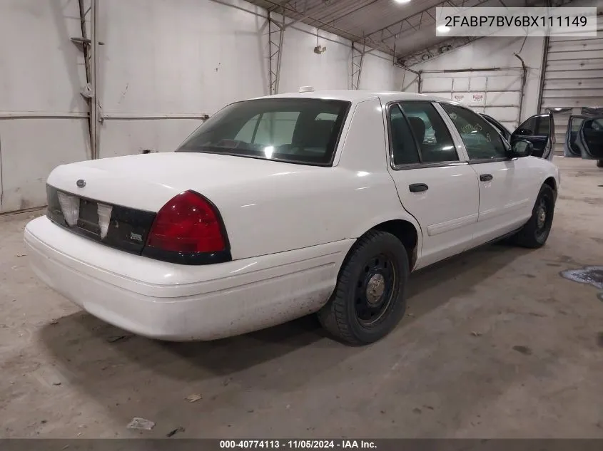 2011 Ford Crown Victoria Police Interceptor VIN: 2FABP7BV6BX111149 Lot: 40774113