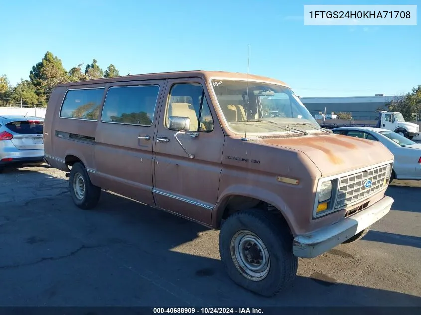 1989 Ford Econoline E250 Super Duty Van VIN: 1FTGS24H0KHA71708 Lot: 40688909