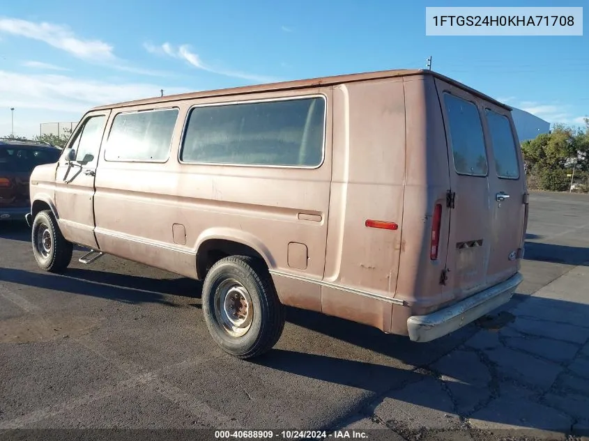 1989 Ford Econoline E250 Super Duty Van VIN: 1FTGS24H0KHA71708 Lot: 40688909