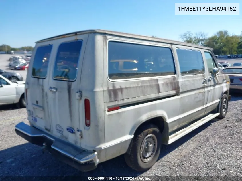 1990 Ford Econoline E150 VIN: 1FMEE11Y3LHA94152 Lot: 40601116