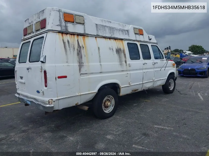 1991 Ford Econoline E350 Super Duty Van VIN: 1FDHS34M5MHB35618 Lot: 40442897