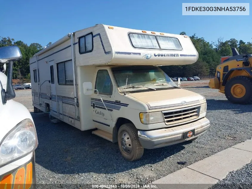 1992 Ford Econoline E350 Cutaway Van VIN: 1FDKE30G3NHA53756 Lot: 40522843