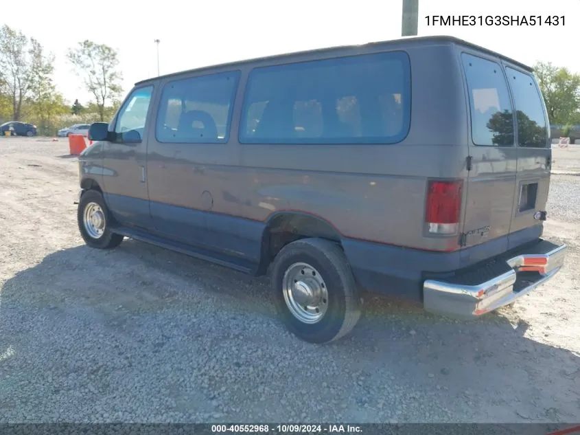 1995 Ford Econoline E350 VIN: 1FMHE31G3SHA51431 Lot: 40552968