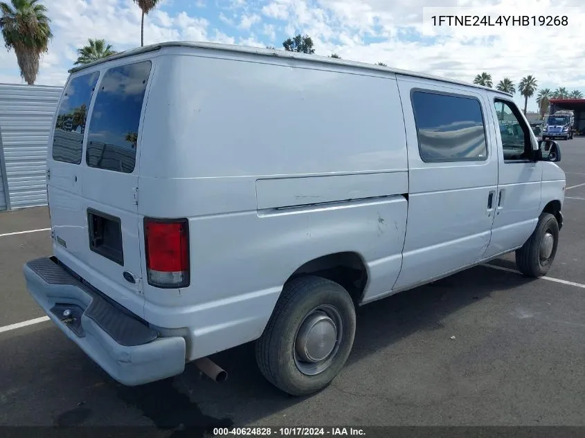 2000 Ford E-250 Commercial/Recreational VIN: 1FTNE24L4YHB19268 Lot: 40624828