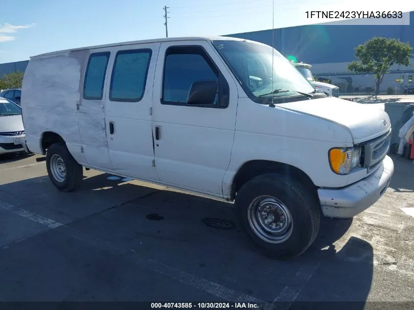 2000 Ford E-250 Commercial VIN: 1FTNE2423YHA36633 Lot: 40743585