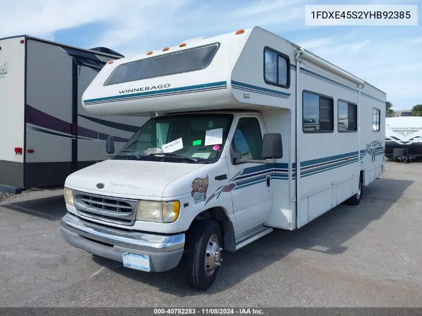 2000 Ford E-450 Cutaway Standard VIN: 1FDXE45S2YHB92385 Lot: 40782283