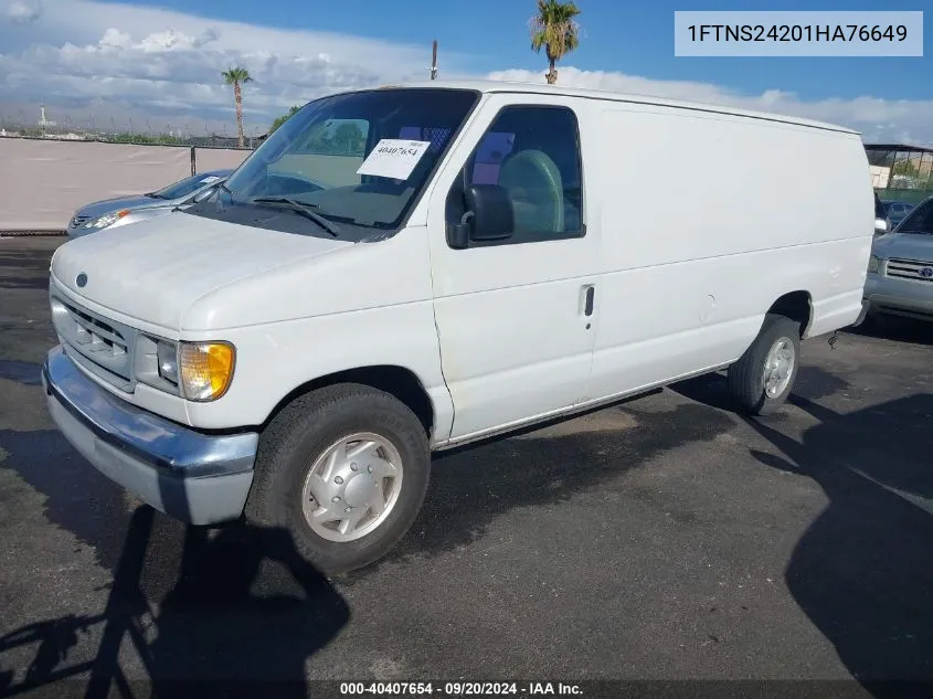 2001 Ford E-250 Commercial/Recreational VIN: 1FTNS24201HA76649 Lot: 40407654