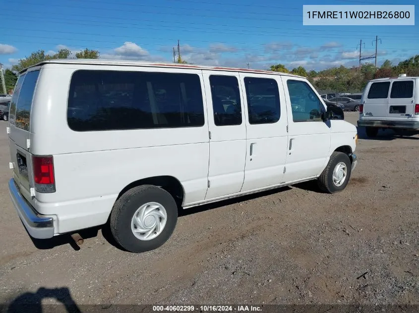 2002 Ford Econoline Xl/Xlt VIN: 1FMRE11W02HB26800 Lot: 40602299