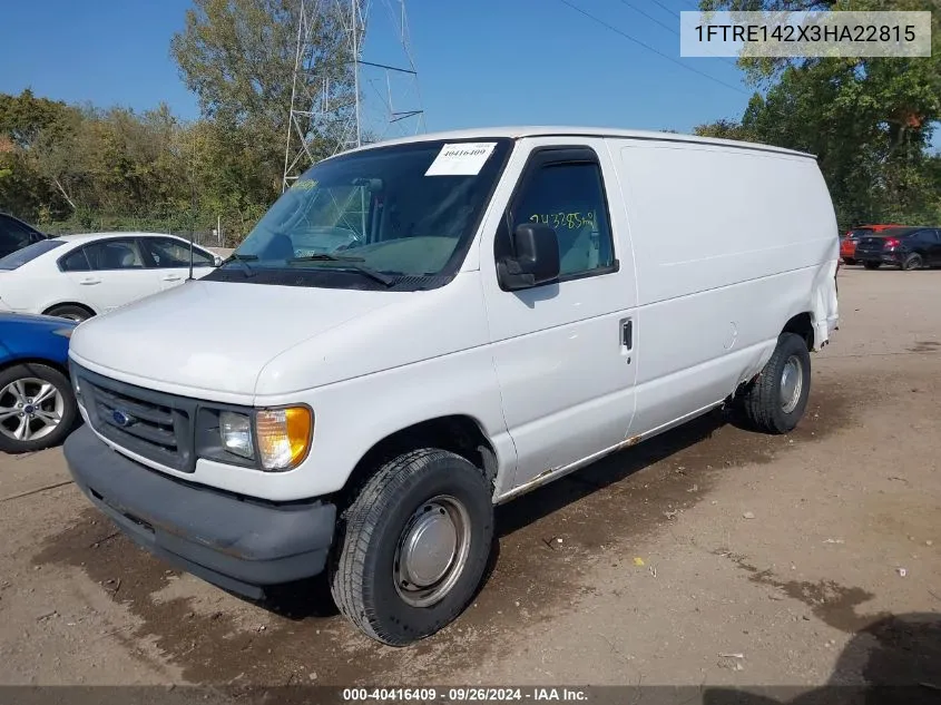 2003 Ford E-150 Commercial VIN: 1FTRE142X3HA22815 Lot: 40416409