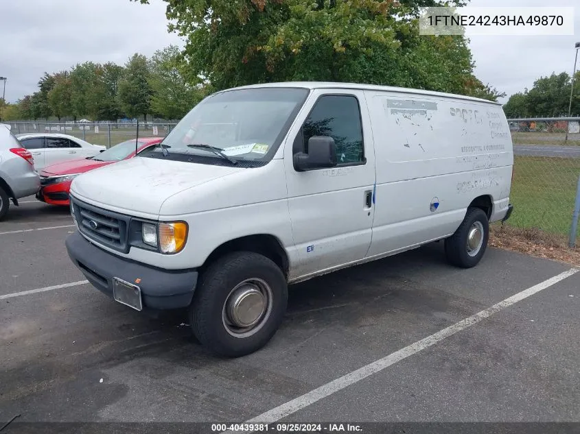 2003 Ford E-250 E250 Van VIN: 1FTNE24243HA49870 Lot: 40439381