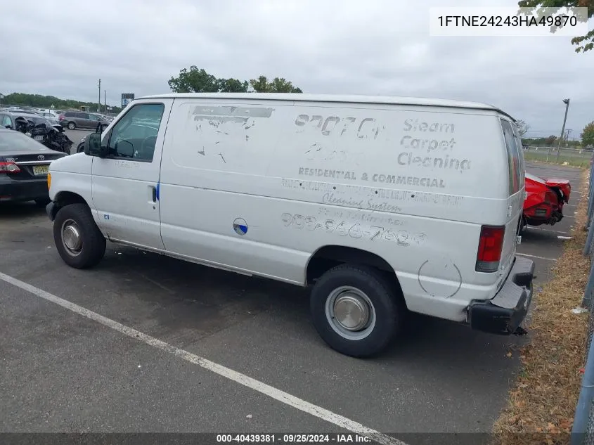 2003 Ford E-250 E250 Van VIN: 1FTNE24243HA49870 Lot: 40439381