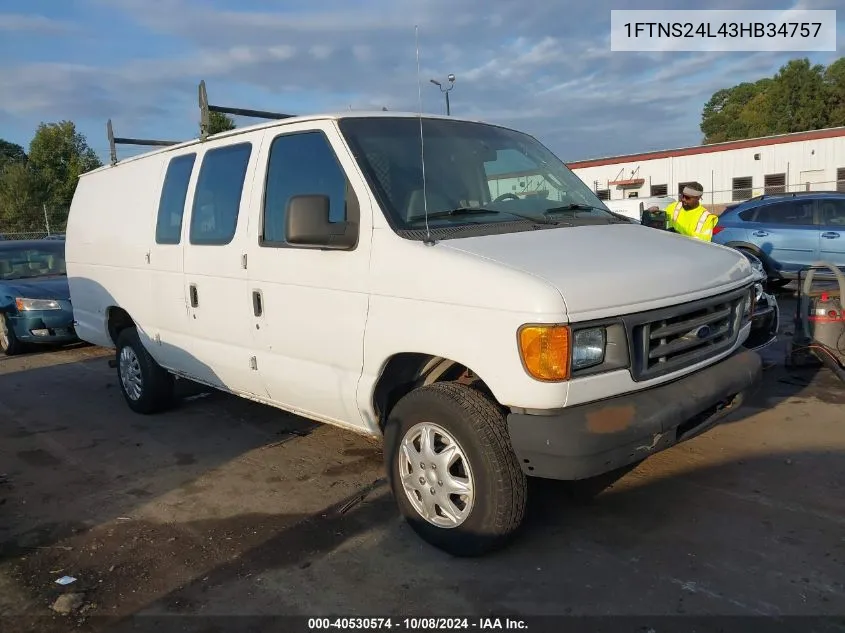 2003 Ford E-250 Commercial/Recreational VIN: 1FTNS24L43HB34757 Lot: 40530574