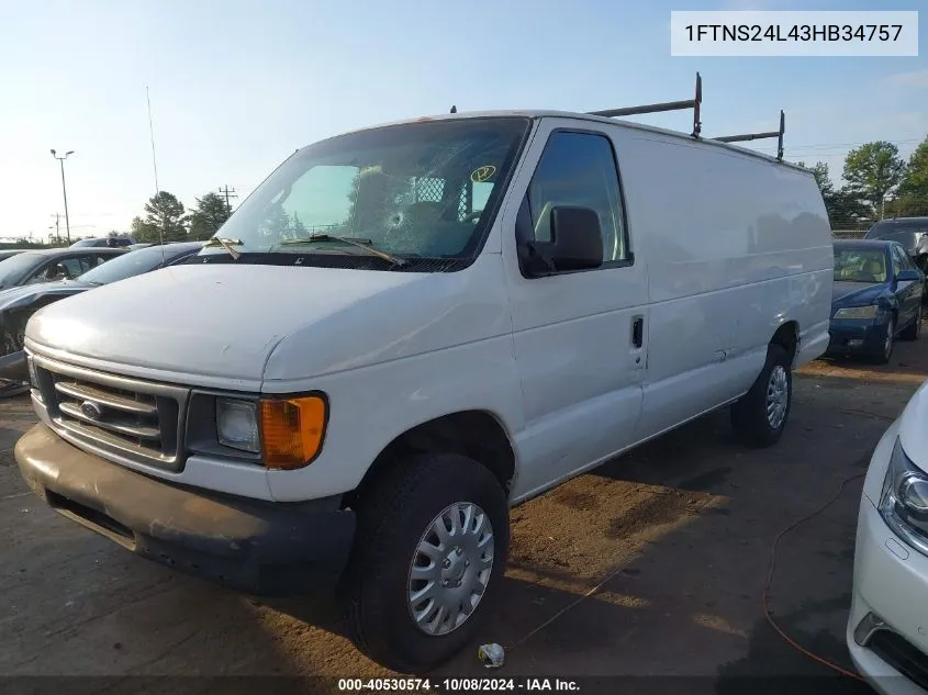 2003 Ford E-250 Commercial/Recreational VIN: 1FTNS24L43HB34757 Lot: 40530574