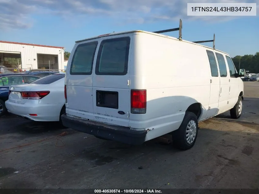 2003 Ford E-250 Commercial/Recreational VIN: 1FTNS24L43HB34757 Lot: 40530574