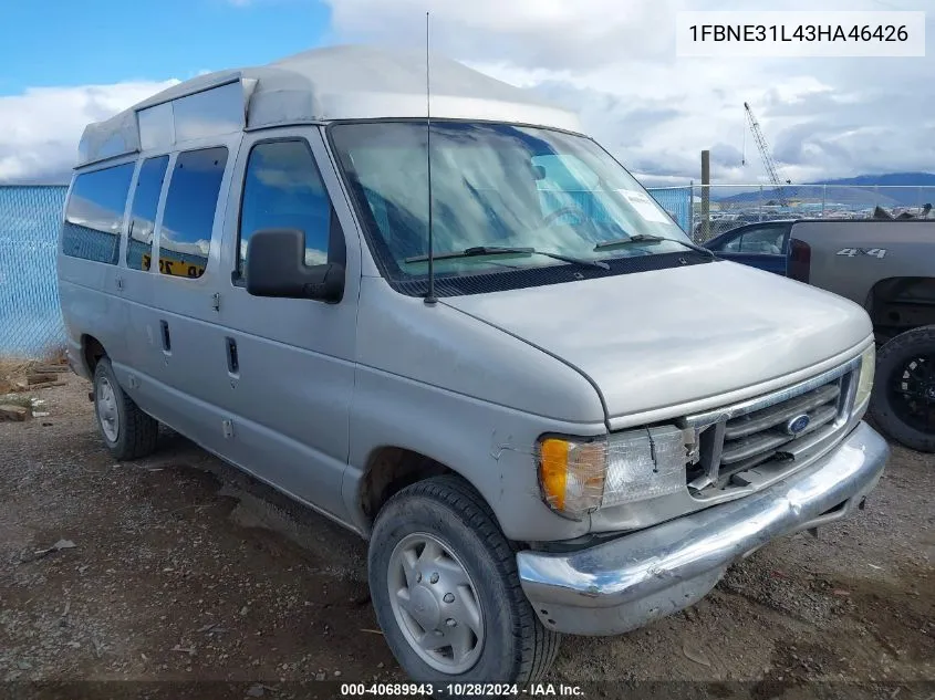 2003 Ford E-350 Super Duty Chateau/Xl/Xlt VIN: 1FBNE31L43HA46426 Lot: 40689943