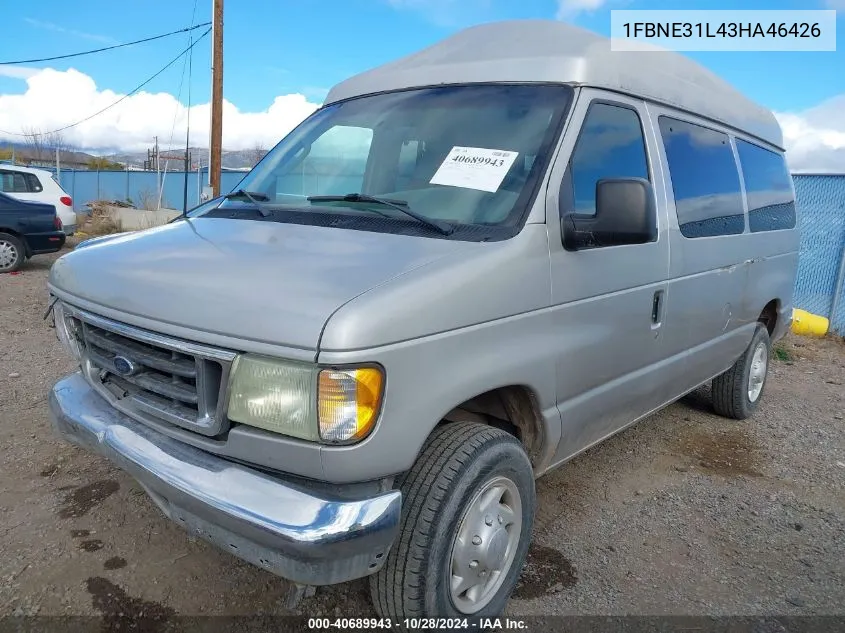 2003 Ford E-350 Super Duty Chateau/Xl/Xlt VIN: 1FBNE31L43HA46426 Lot: 40689943