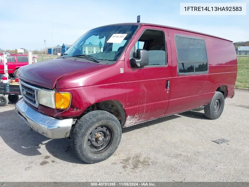 2003 Ford E-150 Commercial/Recreational VIN: 1FTRE14L13HA92583 Lot: 40781395