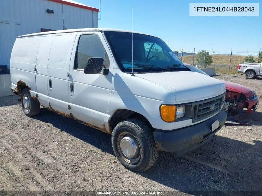 2004 Ford E-250 Commercial/Recreational VIN: 1FTNE24L04HB28043 Lot: 40499129