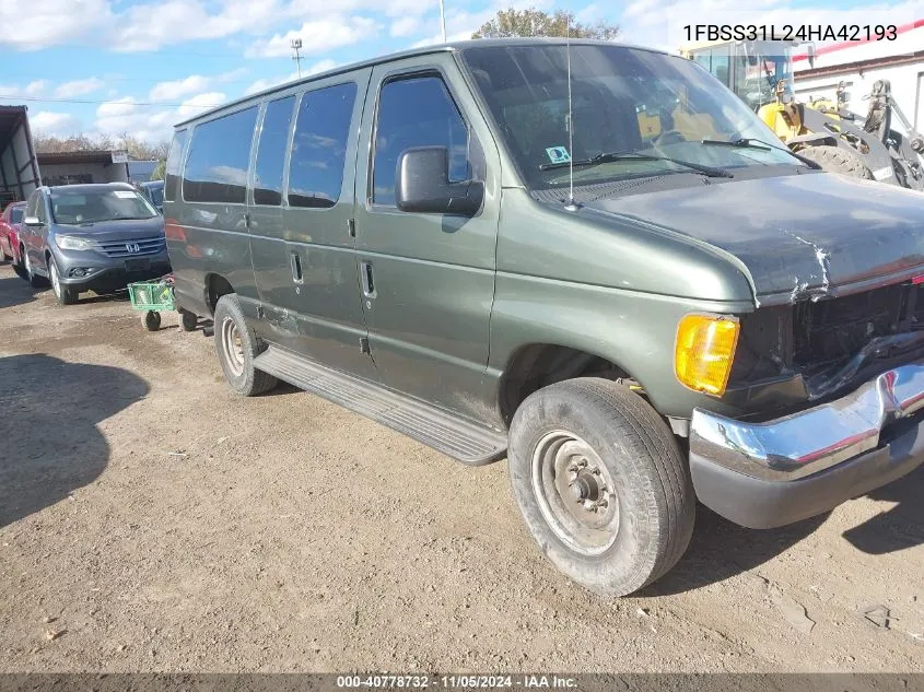 2004 Ford Econoline Wagon Xl/Xlt VIN: 1FBSS31L24HA42193 Lot: 40778732