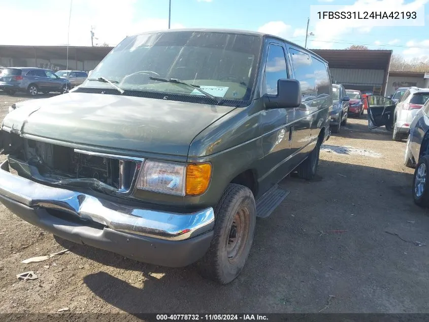 2004 Ford Econoline Wagon Xl/Xlt VIN: 1FBSS31L24HA42193 Lot: 40778732