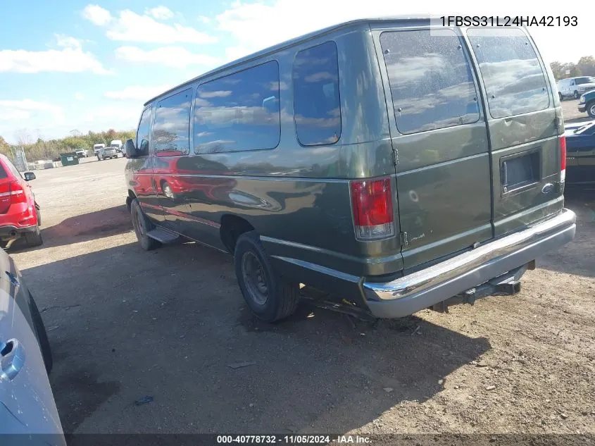 2004 Ford Econoline Wagon Xl/Xlt VIN: 1FBSS31L24HA42193 Lot: 40778732