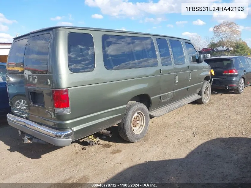 2004 Ford Econoline Wagon Xl/Xlt VIN: 1FBSS31L24HA42193 Lot: 40778732