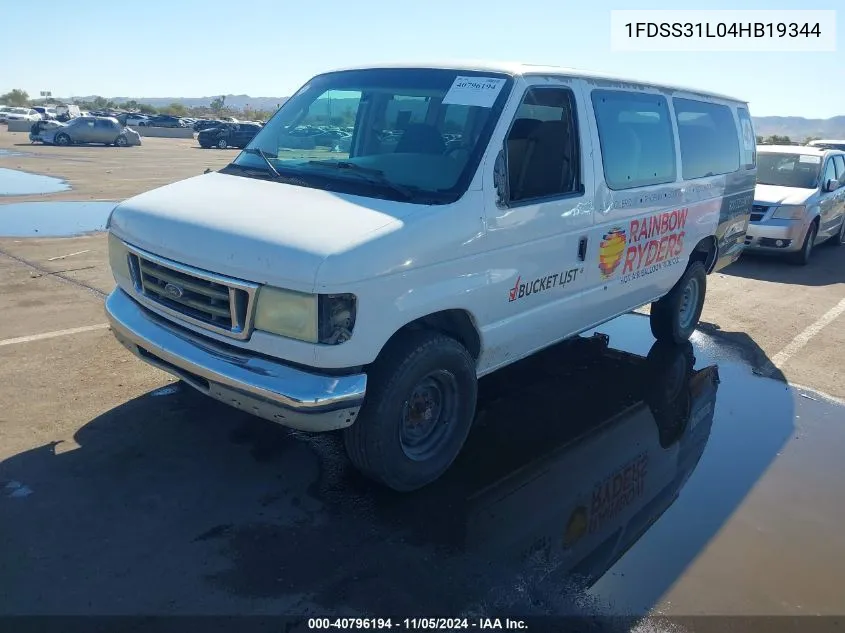 2004 Ford Econoline Wagon Xl/Xlt VIN: 1FDSS31L04HB19344 Lot: 40796194