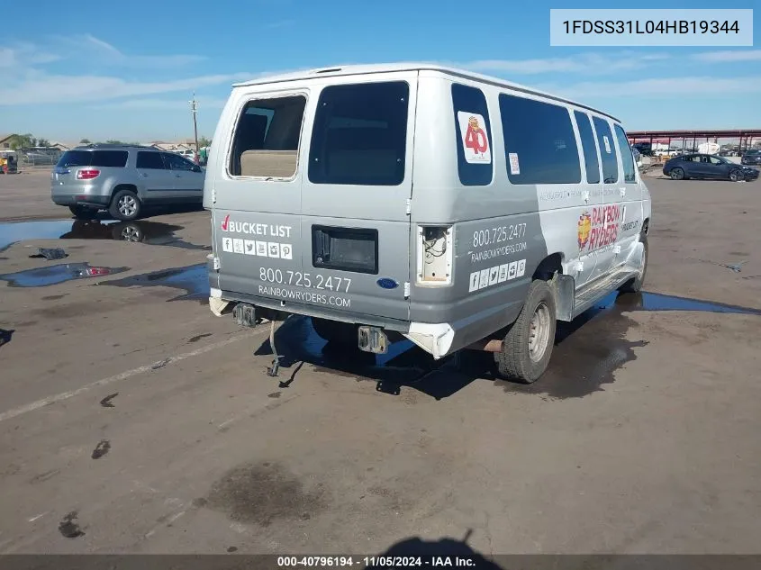 2004 Ford Econoline Wagon Xl/Xlt VIN: 1FDSS31L04HB19344 Lot: 40796194