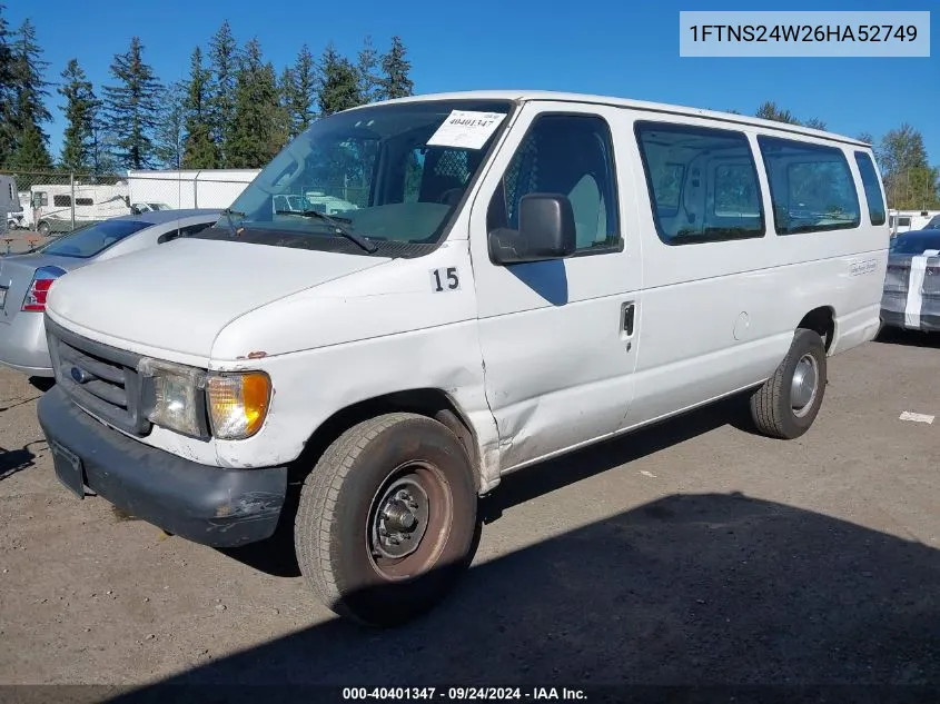 2006 Ford E-250 Commercial/Recreational VIN: 1FTNS24W26HA52749 Lot: 40401347