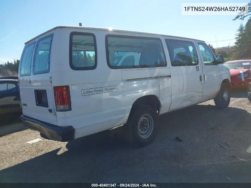 2006 Ford E-250 Commercial/Recreational VIN: 1FTNS24W26HA52749 Lot: 40401347