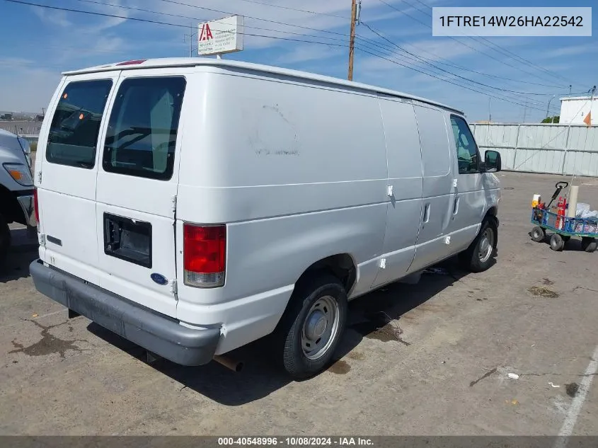 2006 Ford E-150 Commercial/Recreational VIN: 1FTRE14W26HA22542 Lot: 40548996