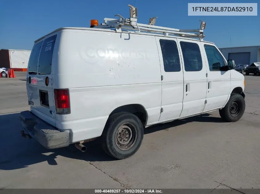 2007 Ford E-250 Commercial/Recreational VIN: 1FTNE24L87DA52910 Lot: 40489257