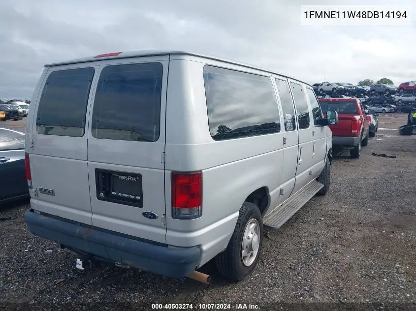 2008 Ford Econoline E150 Wagon VIN: 1FMNE11W48DB14194 Lot: 40503274