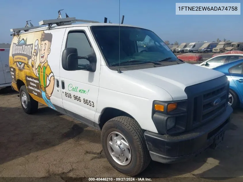 2010 Ford E-250 Commercial/Recreational VIN: 1FTNE2EW6ADA74758 Lot: 40446210