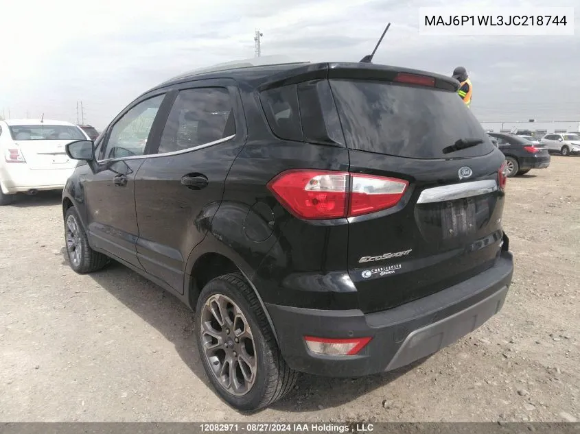 2018 Ford Ecosport Titanium VIN: MAJ6P1WL3JC218744 Lot: 12082971