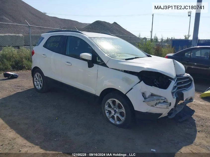 2018 Ford Ecosport Se VIN: MAJ3P1TE2JC180741 Lot: 12100228