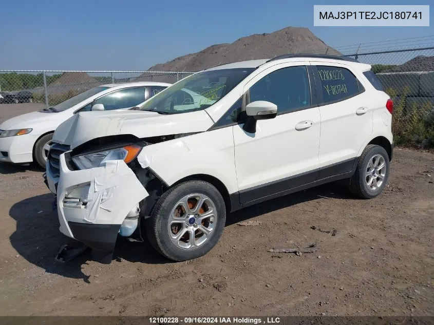 2018 Ford Ecosport Se VIN: MAJ3P1TE2JC180741 Lot: 12100228