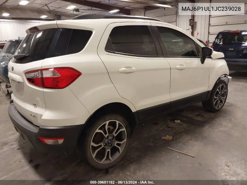 2018 Ford Ecosport Se VIN: MAJ6P1UL1JC239028 Lot: 39651182