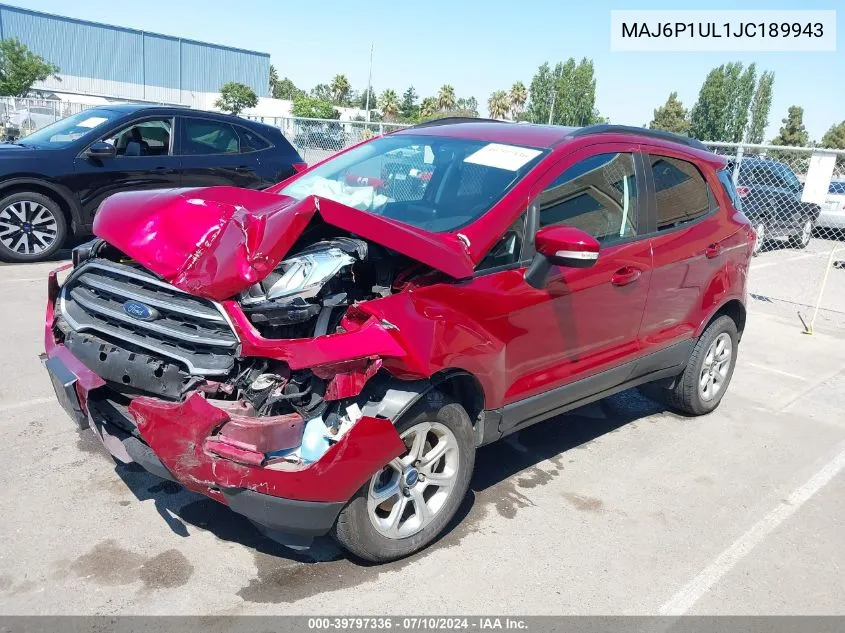 2018 Ford Ecosport Se VIN: MAJ6P1UL1JC189943 Lot: 39797336