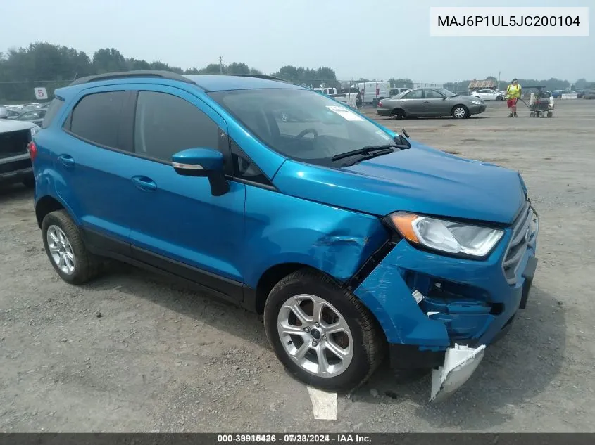 2018 Ford Ecosport Se VIN: MAJ6P1UL5JC200104 Lot: 39915426