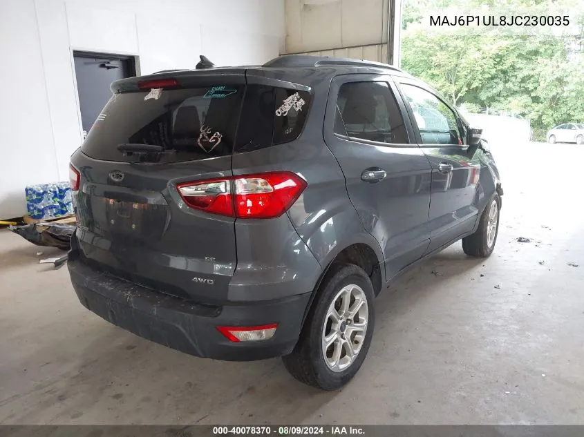 2018 Ford Ecosport Se VIN: MAJ6P1UL8JC230035 Lot: 40078370