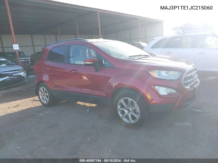 2018 Ford Ecosport Se VIN: MAJ3P1TE1JC215060 Lot: 40097194